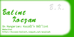 balint koczan business card